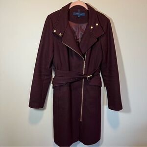 Cole Haan Maroon Wool Blend Winter Coat Women’s 8